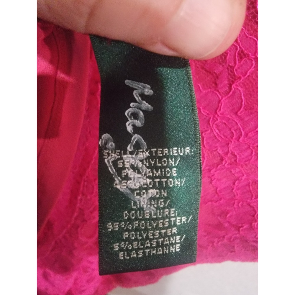 Lauren Ralph Lauren Fuchsia Pink Lace Sheath Dress Women's‎ Size 16 Short Sleeve - Picture 10 of 10